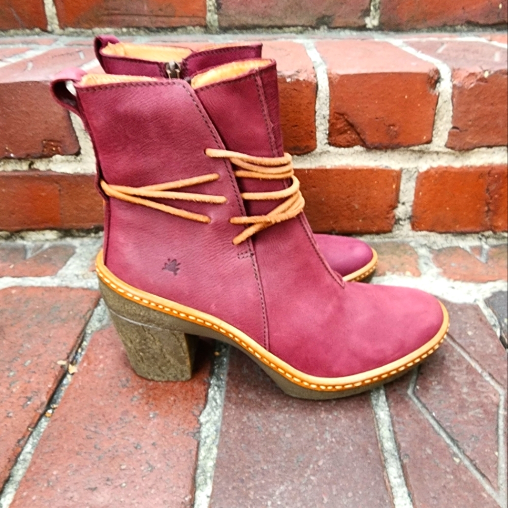 El Naturalista burgundy leather boots, size 6